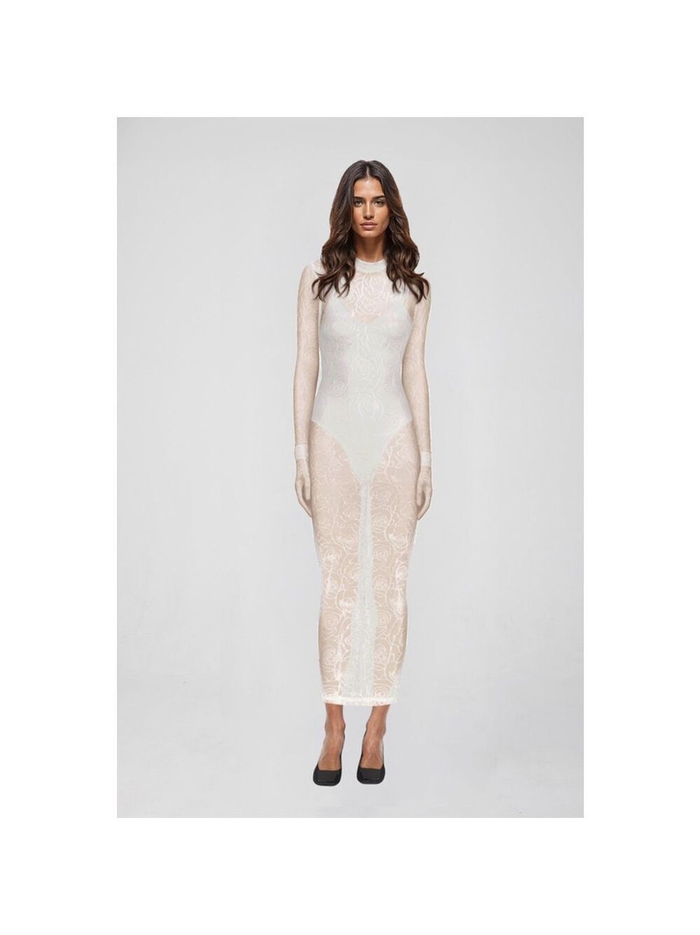 Women's ATOIR White Rose Print Sheer Maxi Dress S